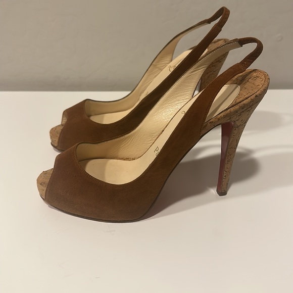 CHRISTIAN LOUBOUTIN SO PRIVATE CORK HEEL SLINGBACK - Picture 2 of 12